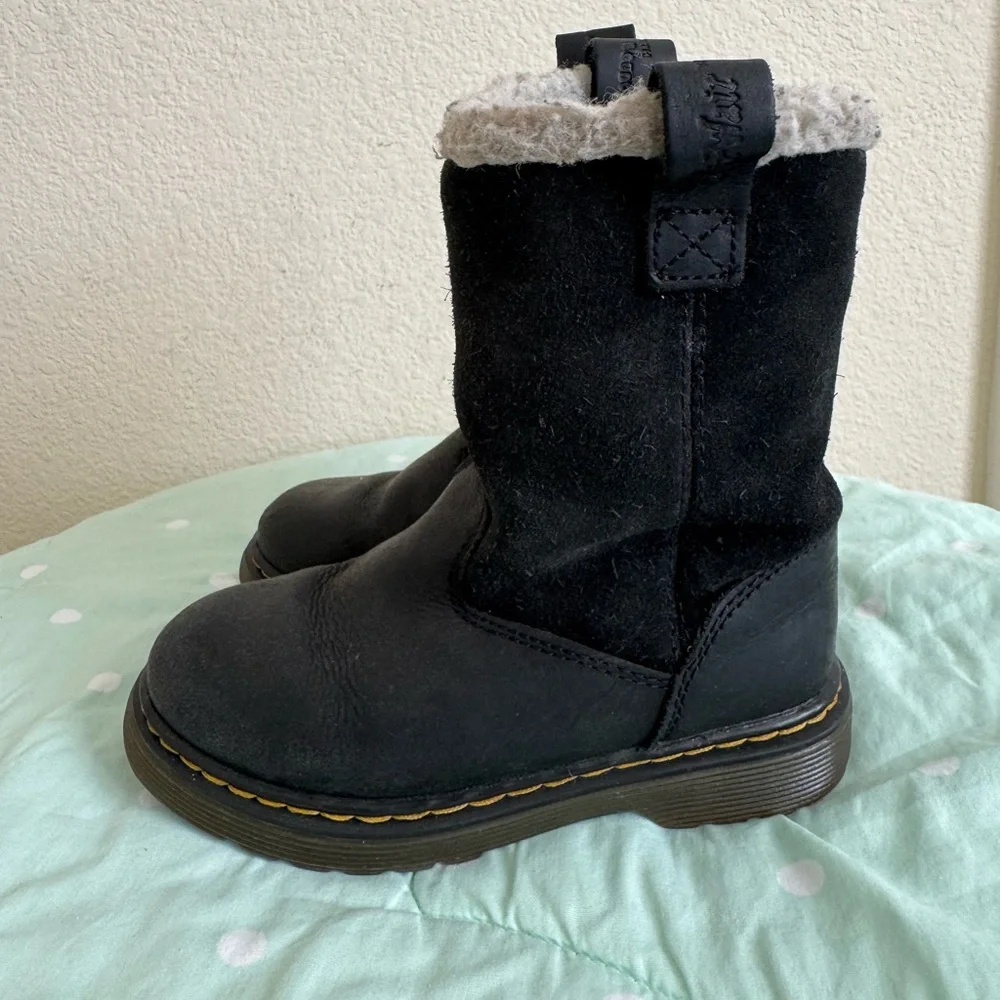 Dr. Martens Black and White Fuzzy Boots Toddler size 10
